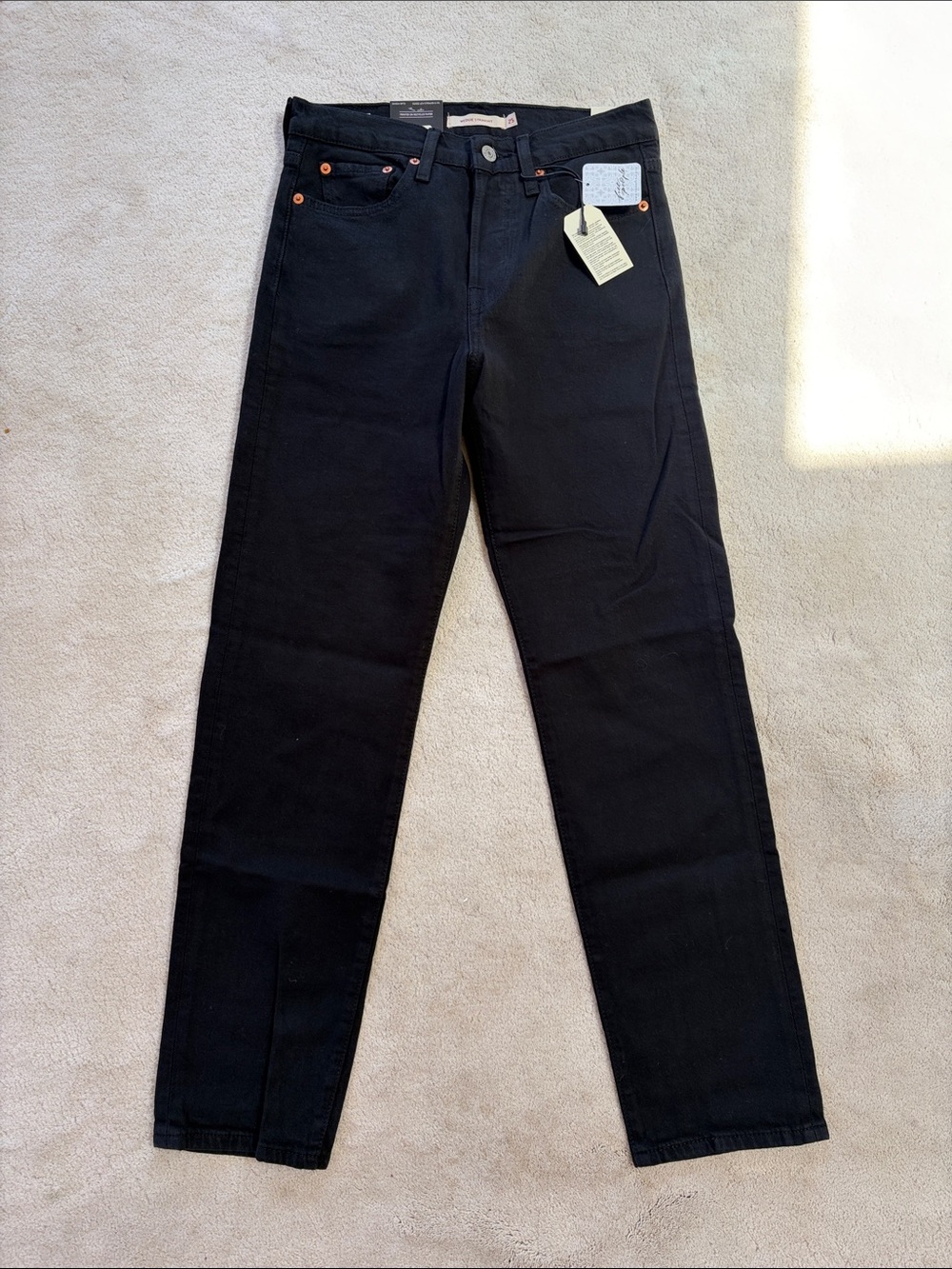 Levi's Slim Straight Black Jeans with Copper Rivets